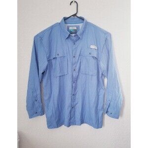 Magellan Men's Shirt Fish Gear Button Down Blue vented SzXL Relaxed Long Sleeve